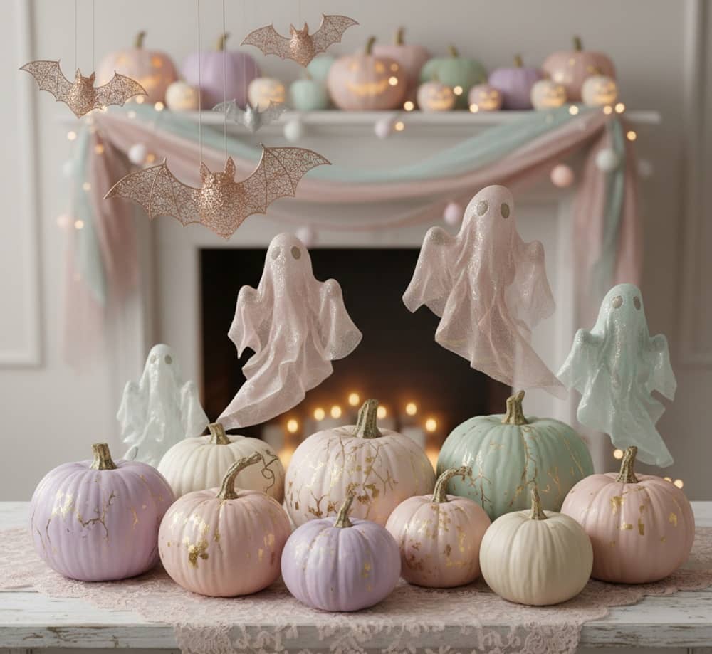 Pinkoween pastel Halloween decor with soft colors and stylish spooky accents